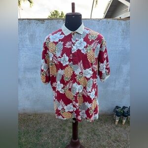 PreOwned Tori Richard Polo Shirt Multicolored Hawaiian Print Men's Large